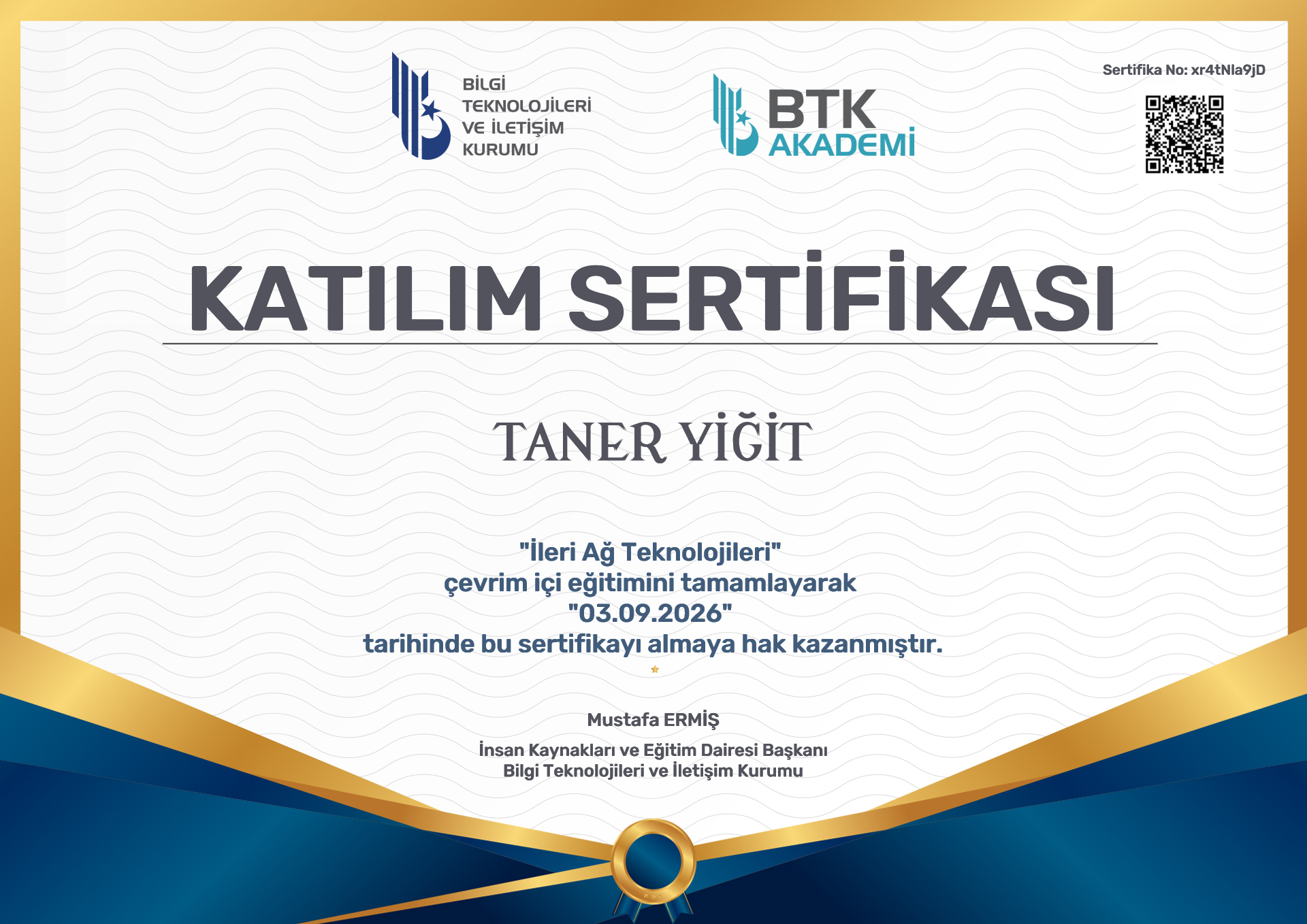 İleri Ağ Teknolojileri sertifikası